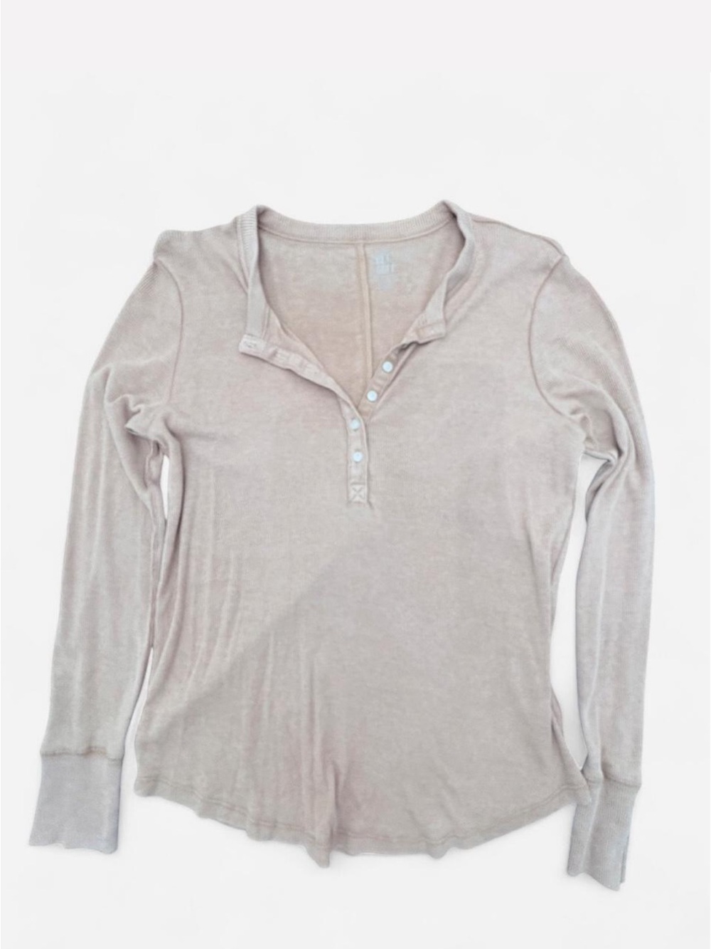 aerie Long Sleeve Henley Top in Light Taupe